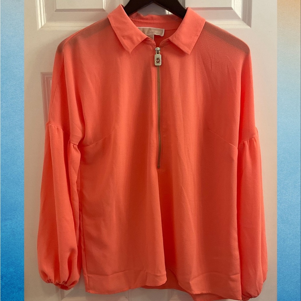 MICHAEL Michael Kors Zip Dog Tag Top / Blouse - NWT - Medium - Sienna